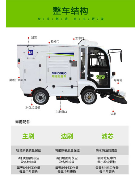 四轮扫路车MN-S1800配备240L标准宕昌垃圾桶